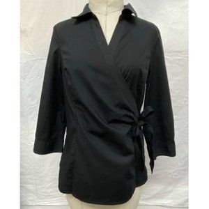 Black Poplin Wrap Shirt